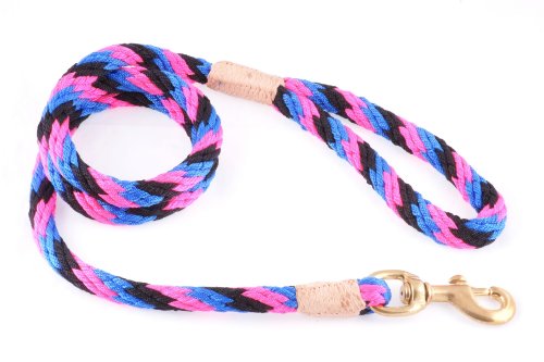 alvalley Nylon Snap Leine Hund Trainingsleine für Hunde 13 mm x 4 ft, XS, Black - Pink - Blue von alvalley