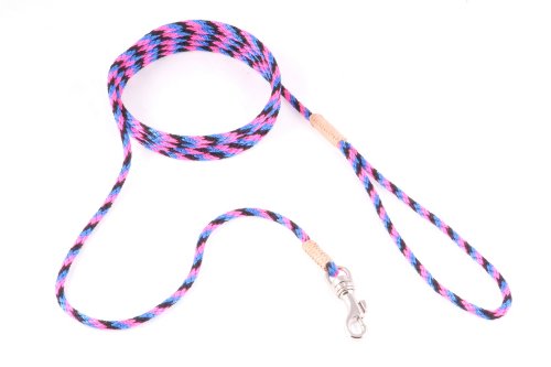 alvalley Nylon Snap Leine für Hunde 4 mm x 6 ft, X-Small, Black - Pink - Blue von alvalley