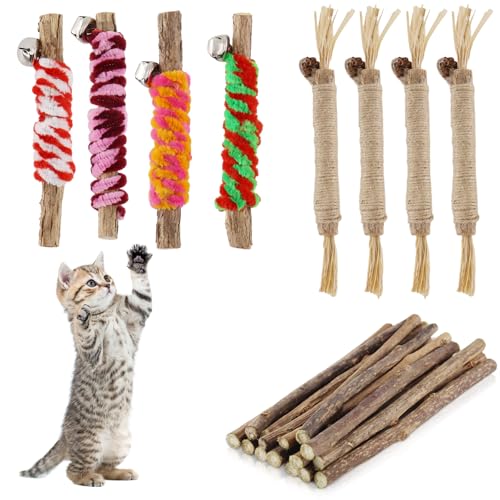 alwaiiz 23 Stück Katzenminze Stick, Matatabi Stick Katze, Katzen Zahnpflege Spielzeug, Steigerung des Appetits und Reinigung des Mundes von alwaiiz