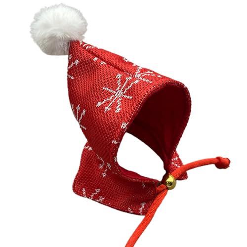 Weihnachtliches Haustier-Schal, Schneeflocken-Muster, mit verstellbarem Kinnseil, Haustier-Schal, niedliches Speichel-Handtuch für Hunde und Katzen von amangul