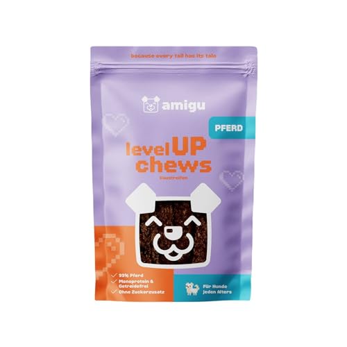 amigu Premium Hundesnack – Fleischstreifen Pferd, 99% Fleischanteil,Getreidefrei, Natürlich & Ohne Künstliche Zusätze – Hundeleckeri 100g von amigu