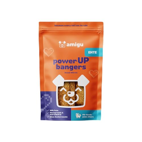 amigu Premium Hundesnack – Mini Fleischwürstchen Ente, 99% Fleischanteil,Getreidefrei, Natürlich & Ohne Künstliche Zusätze – Hundeleckeri 100g von amigu