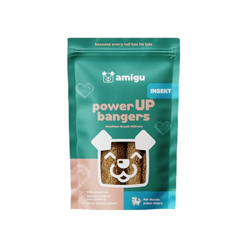 amigu Premium Hundesnack – Mini Fleischwürstchen Insekt, 99% Fleischanteil,Getreidefrei, Natürlich & Ohne Künstliche Zusätze – Hundeleckeri 100g von amigu