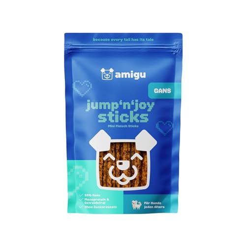 amigu Premium Hundesnack – Fleischsticks Gans, 99% Fleischanteil,Getreidefrei,Zuckerfrei, Natürlich & Ohne Künstliche Zusätze – Hundeleckeri 100g von amigu