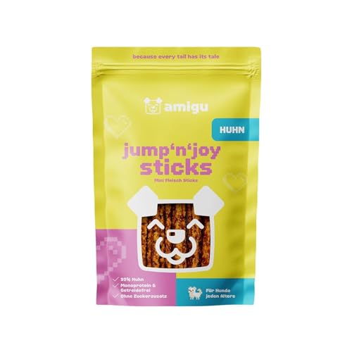 amigu Premium Hundesnack – Fleischsticks Huhn, 99% Fleischanteil,Getreidefrei, Natürlich & Ohne Künstliche Zusätze – Hundeleckeri 100g von amigu