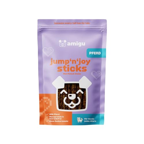 amigu Premium Hundesnack – Fleischsticks Pferd, 99% Fleischanteil,Getreidefrei, Natürlich & Ohne Künstliche Zusätze – Hundeleckeri 100g von amigu