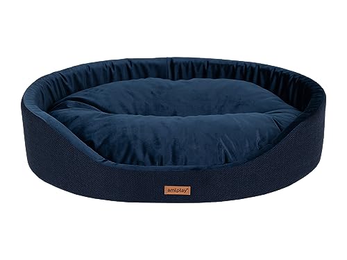 Amiplay Hundeliegeplatz/Katzenliegeplatz Oval SIENA S/M/L/XL/XXL (M 52x x 44y x 14h cm, Dunkelblau) von Amiplay