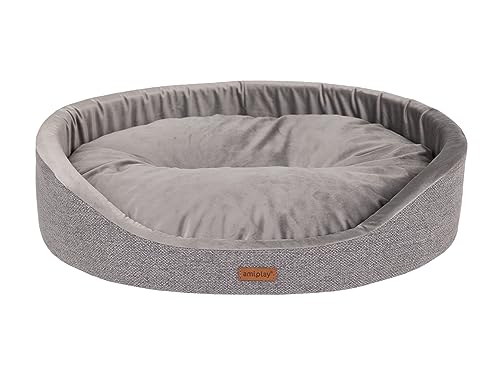 Amiplay Hundeliegeplatz/Katzenliegeplatz Oval Siena S/M/L/XL/XXL (S 46x x 38y x13h cm, Grau) von Amiplay