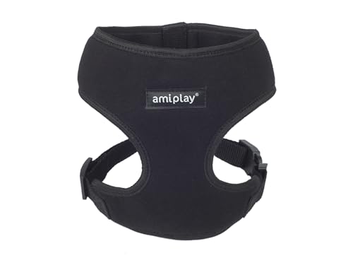 Verstellbares Hunde Brustgeschirr Scout Scout Denver XS/S/M/L Amiplay (S max 28[c] x33-48[d] cm, Schwarz) von amiplay