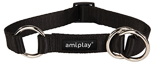 amiplay Hundehalsband 'Basic' | Würgehalsband | Zughalsband | extrem reißfest und strapazierfähig Größen, Farbe:Schwarz, Größe:XL | 40-60 [b] x 2.5 cm von amiplay