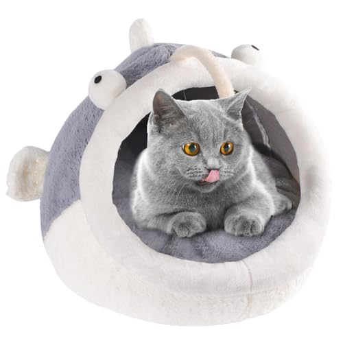 AMKUI Katzenbett, Plüsch für Katzen mit hängender Kugel, flauschig, tragbar, für Haustiere, bequemes Loungekissen für Kätzchen, luxuriöses Haustier-Pod von amkui