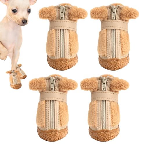 Hundeschuhe, Gummi Plush Dog Boot mit reflektierenden Riemen, Breathable Pets Paw Protector, bequemer Dog Walking Boot, Pet Booties für kleine mittelgroße und große Hunde von amkui