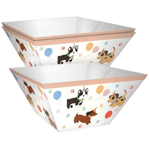 Amscan Pawsome Party Dog Futternäpfe für Hunde, langlebig, stilvoll, 30,5 x 30,5 cm, mehrfarbig, 3 Stück von amscan