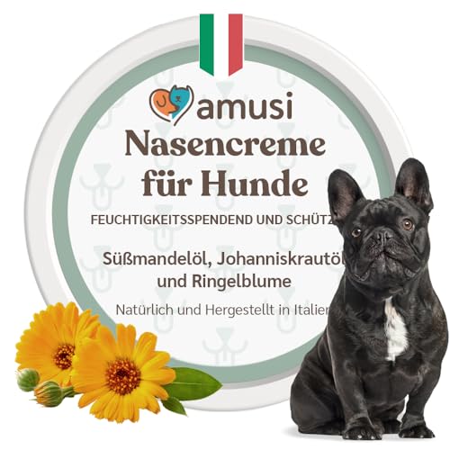 amusi Hunde Nasenbalsam 100 ml hergestellt in Italien mit Ringelblume und Trockenheit | Nasenbalsam Hund für die von der Sonne, trockene rissige Nase beim Hund von amusi