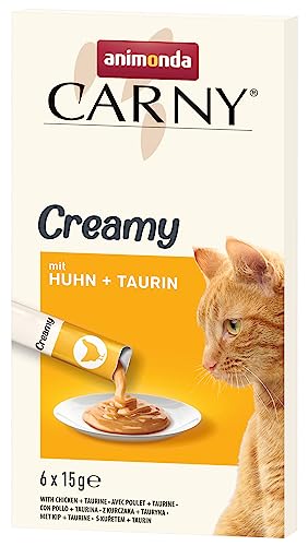 Carny Creamy Katzensnack (6 x 15g), Premium Katzensnack für anspruchsvolle Feinschmecker mit zartem Huhn und wertvollem Taurin von animonda von animonda Carny