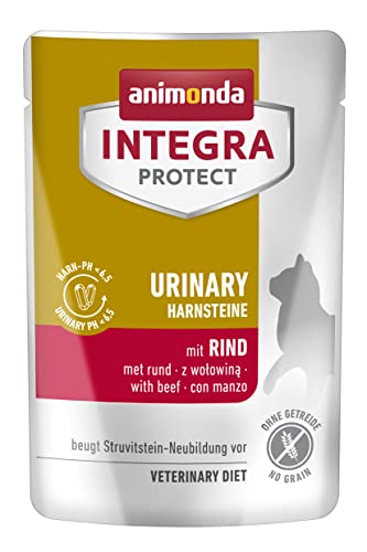 Animonda Integra Protect Adult Urinary Struvitstein, animonda Nassfutter Katze, hochwertiges Katzenfutter Nass getreidefrei, Diätfuttermittel für Katzen mit Harnsteinen, mit Rind, 24 x 85 g von Animonda Integra Protect