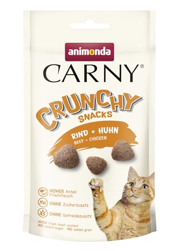 Carny Crunchy Snacks für Katzen (11 x 50g), Rind+Huhn, Crunchig Knusprige Katzensnachs für Erwachsene Katzen von animonda von animonda Carny