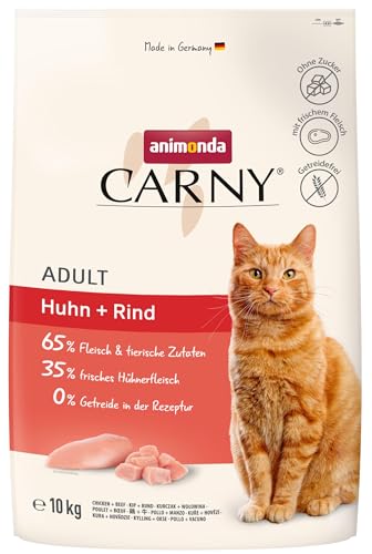 Carny Katzen Trockenfutter mit Huhn + Rind (1 x 10kg), Getreide und Zuckerfreies Trockenfutter von animonda für ausgewachsene Katzen von animonda Carny