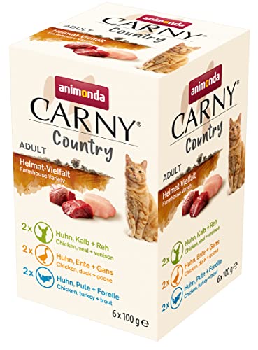 Carny Country Katzenfutter nass Home Mix (6 x 100g), Katzen Nassfutter von animonda ohne Getreide und Zucker, mit frischen fleischlichen Zutaten von animonda Carny