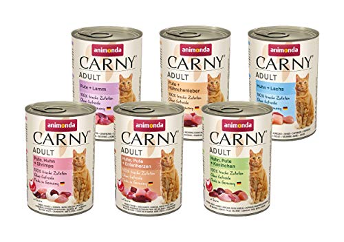 Carny Katzen Nassfutter Mix Geflügel Variation (6 x 400g), Katzen Nassfutter ohne Getreide und Zucker für ausgewachsene Katzen von animonda mit frischen fleischlichen Zutaten von animonda Carny