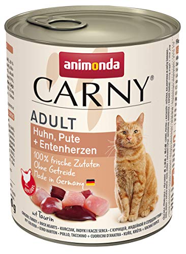 animonda Carny Adult Katzenfutter, Nassfutter für ausgewachsene Katzen, Huhn, Pute + Entenherzen, 6er Pack (6 x 800 g) von animonda Carny