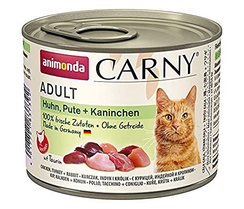 animonda Carny Carny Adult Katzenfutter, Nassfutter für ausgewachsene Katzen, Huhn, Pute + Kaninchen, 6 x 200 g von animonda Carny