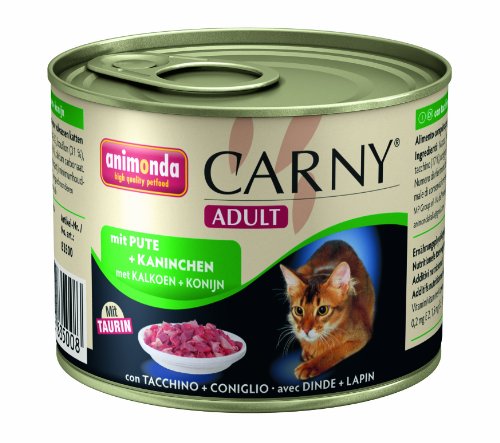 animonda Carny Carny Adult Katzenfutter, Nassfutter für ausgewachsene Katzen, Huhn, Pute + Kaninchen, 6 x 200 g von animonda Carny