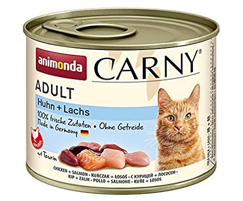 animonda Carny Adult Katzenfutter, Nassfutter für ausgewachsene Katzen, Huhn + Lachs, 6 x 200 g von animonda Carny
