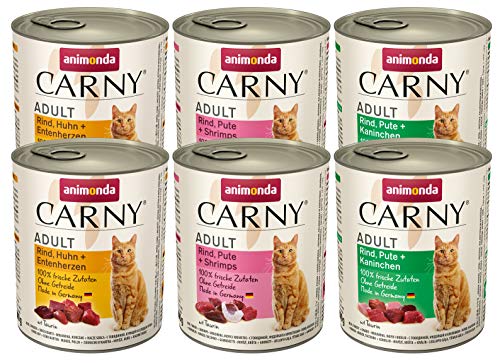 animonda Carny Adult Katzenfutter, Nassfutter für ausgewachsene Katzen, Kräftige Variation, 6 x 800 g von animonda Carny