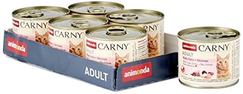 Animonda Carny Adult Katzenfutter für erwachsene Katzen, Dose Nassfutter für ausgewachsene Katzen, Pute, Huhn + Shrimps, 6 x 200 g von animonda Carny