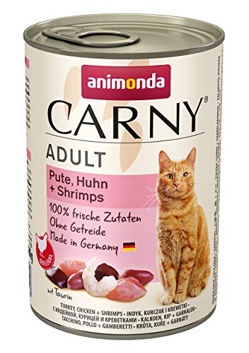 animonda Carny Adult Katzenfutter, Nassfutter für ausgewachsene Katzen, Pute, Huhn + Shrimps, 6 x 400 g von animonda Carny