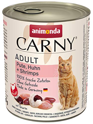 animonda Carny Adult Katzenfutter, Nassfutter für ausgewachsene Katzen, Pute, Huhn + Shrimps, 6er Pack (6 x 800 g) von animonda Carny