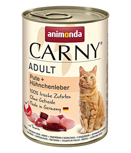 Animonda Carny Adult Katzenfutter für erwachsene Katzen, Dose Nassfutter für ausgewachsene Katzen, Pute + Hühnchenleber, 6 x 400 g von animonda Carny