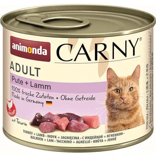 Carny Katzen Nassfutter Pute + Lamm (6 x 200g), Katzen Nassfutter von animonda ohne Getreide und Zucker, mit frischen fleischlichen Zutaten von animonda Carny