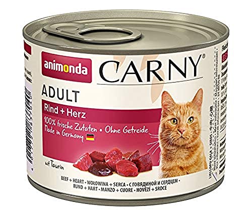 Animonda Carny Adult Katzenfutter für erwachsene Katzen, Dose Nassfutter für ausgewachsene Katzen, Rind + Herz, 6 x 200 g von animonda Carny