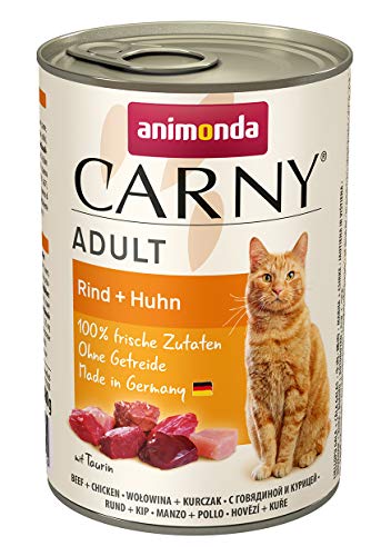 Carny Katzen Nassfutter Rind + Huhn (6 x 400g), Katzen Nassfutter von animonda ohne Getreide und Zucker, mit frischen fleischlichen Zutaten von animonda Carny