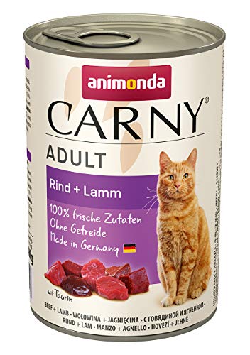 animonda Carny Carny Adult Katzenfutter, Nassfutter für ausgewachsene Katzen, Rind + Lamm, 6 x 400 g von animonda Carny