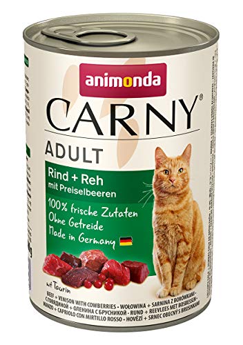 animonda Carny Adult Katzenfutter, Nassfutter für ausgewachsene Katzen, Rind + Reh mit Preiselbeeren, 6 x 400 g von animonda Carny