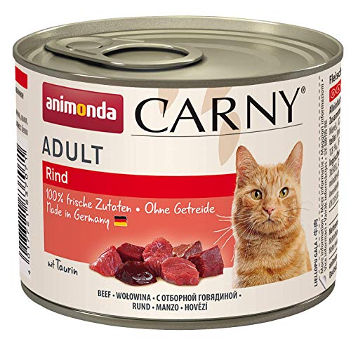 Carny Katzen Nassfutter Rind pur (6 x 200g), Katzen Nassfutter von animonda ohne Getreide und Zucker, mit frischen fleischlichen Zutaten von animonda Carny