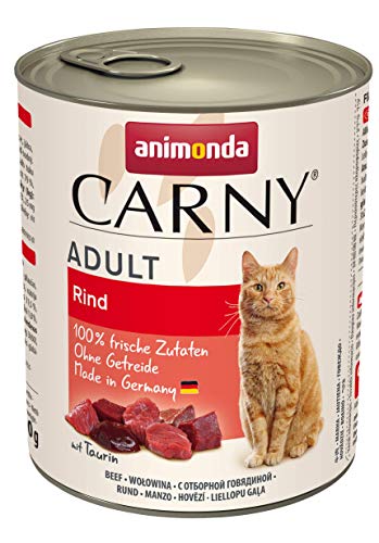 Carny Katzen Nassfutter Rind pur (6 x 800g), Katzen Nassfutter von animonda ohne Getreide und Zucker, mit frischen fleischlichen Zutaten von animonda Carny