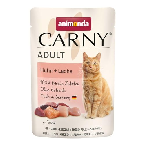 animonda Carny Adult Katzenfutter Nass, zuckerfrei und ohne Getreide, hochwertiges Nassfutter für Katzen, Huhn + Lachs, 12 x 85 g Huhn & Lachs von animonda Carny