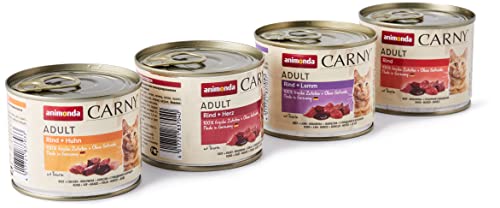 animonda Carny Adult Herzhafte Variation (12 x 200 g), Katzennassfutter für ausgewachsene Katzen, Nassfutter mit 100 % frischen, fleischlichen Zutaten, Katzenfutter ohne Getreide und Zucker von animonda Carny