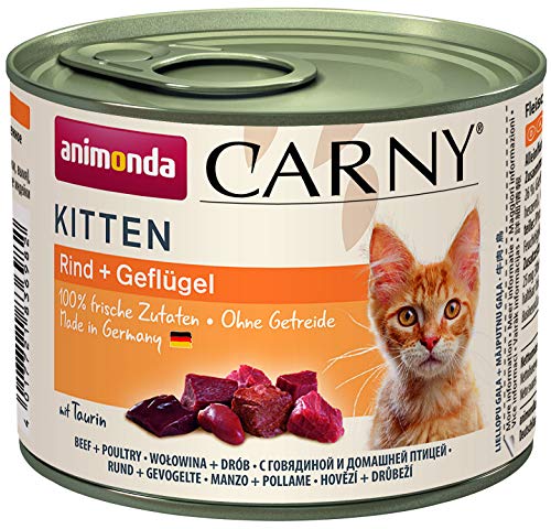 animonda Carny Kitten Katzenfutter, Nassfutter Katzen bis 1 Jahr, Geflügel-Cocktail, 6 x 200 g von animonda Carny