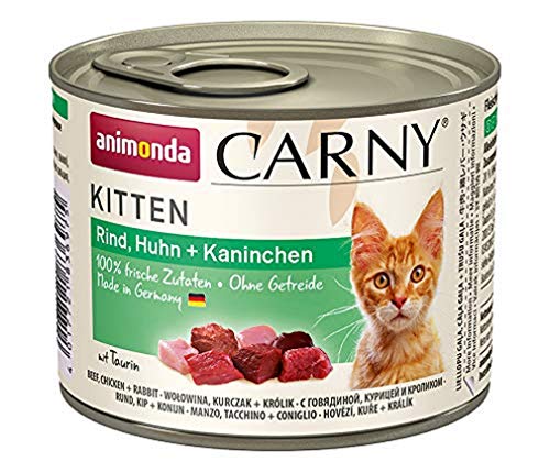 animonda Carny Kitten Katzenfutter, Nassfutter Katzen bis 1 Jahr, Rind, Huhn + Kaninchen, 6 x 200 g von animonda Carny