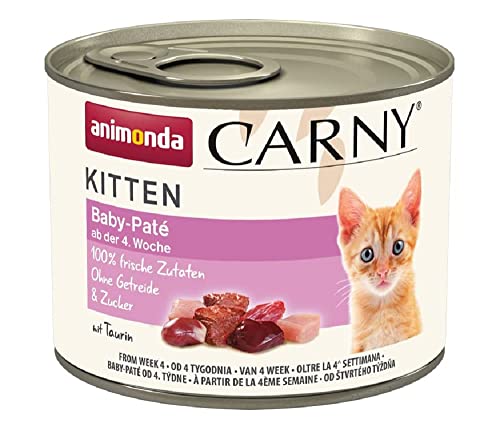 Carny Katzen Nassfutter Kitten Baby-Paté (12 x 200g), Kitten Katzen Nassfutter ohne Getreide und Zucker von animonda für wachsende Kätzchen bis 1 Jahr, mit frischen Zutaten von animonda Carny