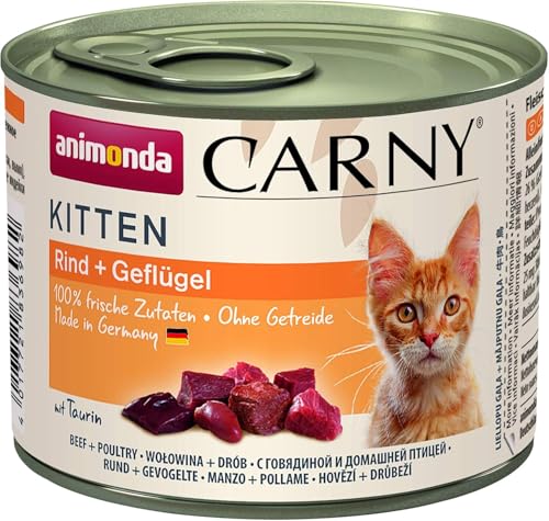 animonda Carny Kitten Nassfutter für Katzen, Katzenfutter Dosen nass für Kitten, Geflügel + Rind, 12 x 200 g von animonda Carny