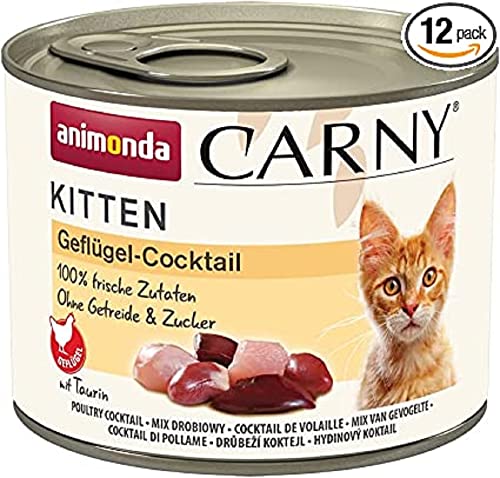 animonda Carny Kitten Nassfutter für Katzen, Katzenfutter Dosen nass für Kitten, Geflügel Cocktail, 12 x 200 g von animonda Carny