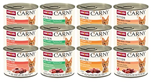 Carny Katzen Nassfutter Kitten Mix Variation (12 x 200g), Kitten Katzen Nassfutter ohne Getreide und Zucker von animonda für wachsende Kätzchen bis 1 Jahr, mit frischen Zutaten von animonda Carny