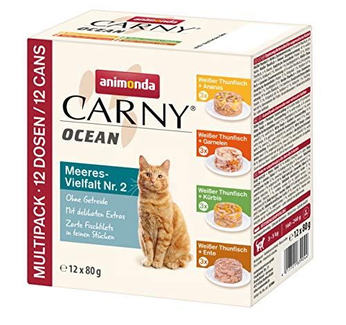 Carny Ocean Katzen Nassfutter Meeresvielfalt Nr. 2 (12 x 80 g), Katzenfutter nass von animonda für ausgewachsene Katzen, mit zartem Fischfilet, ohne Getreide und Zucker von animonda Carny