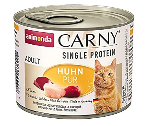 Carny Single Protein Katzenfutter Nass, Nassfutter für Katzen, Huhn, 6 x 200g von animonda Carny